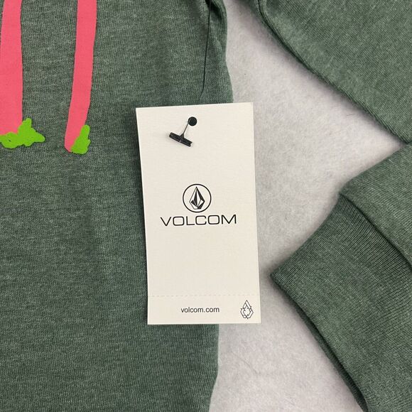 Volcom Girls Medium 8/10 Green Long Sleeve Shirt Palm Tree Logo NWT Casual - Picture 5 of 9